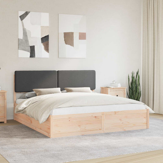 Letto con Testiera Rivestita Grigio scuro 180 x 200 cm