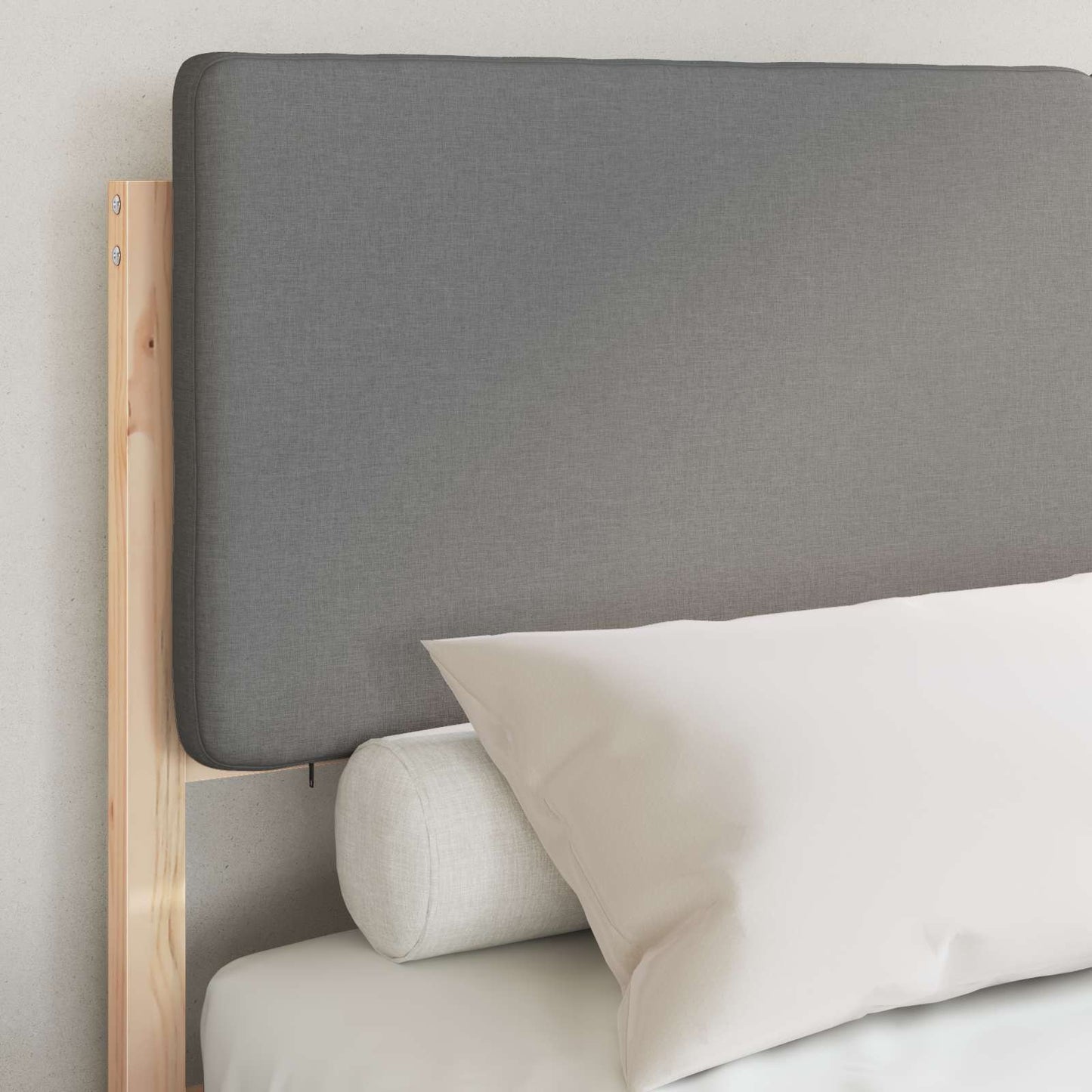 Letto con Testiera Rivestita Grigio chiaro 140 x 190 cm