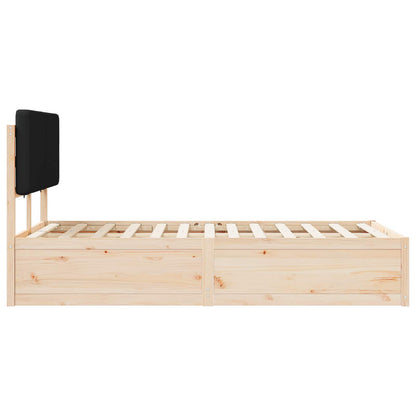 Letto con Testiera Rivestita Nero 135 x 190 cm Pino massello