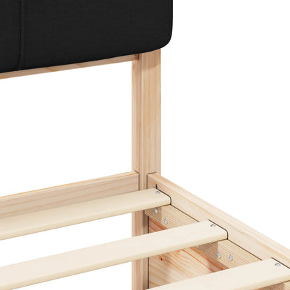 Letto con Testiera Rivestita Nero 200 x 200 cm Pino massello