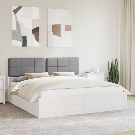 Letto con Testiera Rivestita Grigio chiaro 200 x 200 cm
