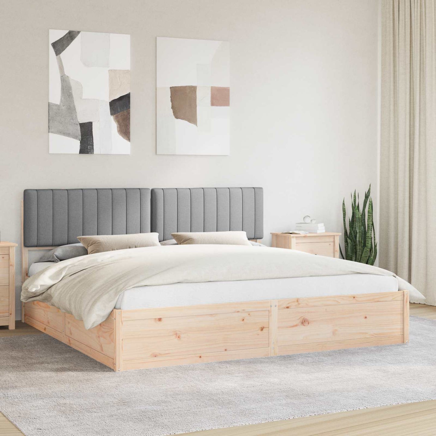 Letto con Testiera Rivestita Grigio chiaro 200 x 200 cm