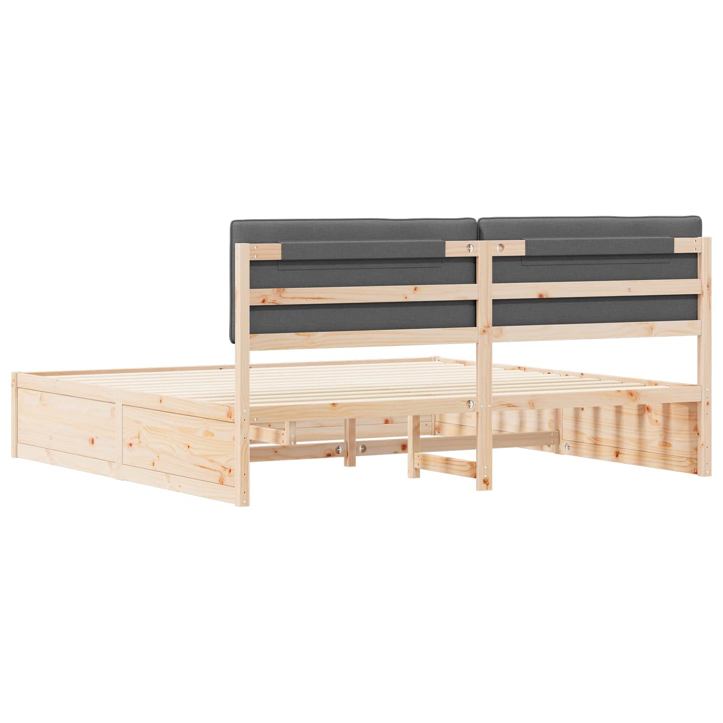 Letto con Testiera Rivestita Grigio scuro 200 x 200 cm