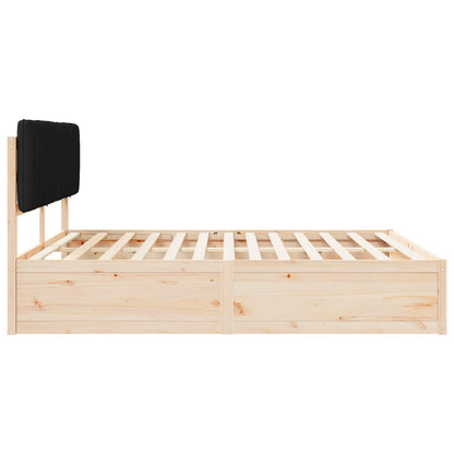 Letto con Testiera Rivestita Nero 180 x 200 cm Pino massello