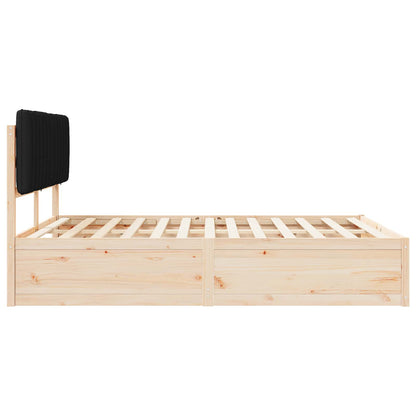 Letto con Testiera Rivestita Nero 150 x 200 cm Pino massello