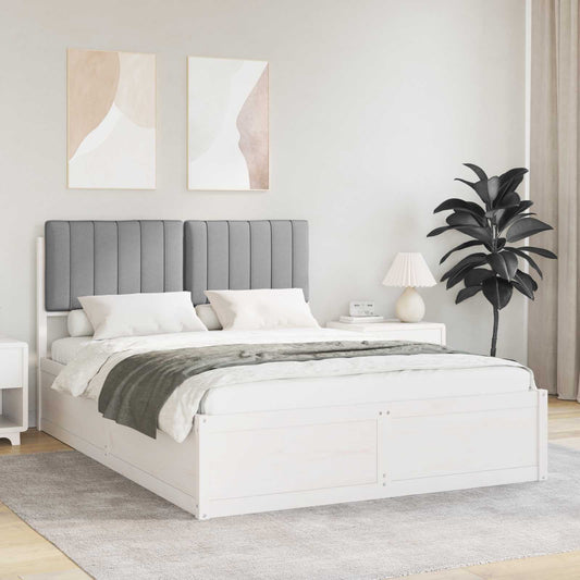 Letto con Testiera Rivestita Grigio chiaro 140 x 200 cm