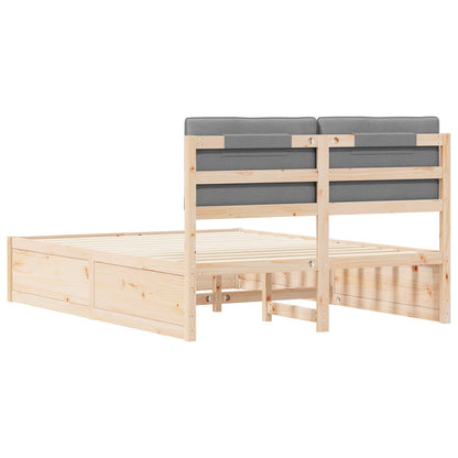 Letto con Testiera Rivestita Grigio chiaro 140 x 190 cm