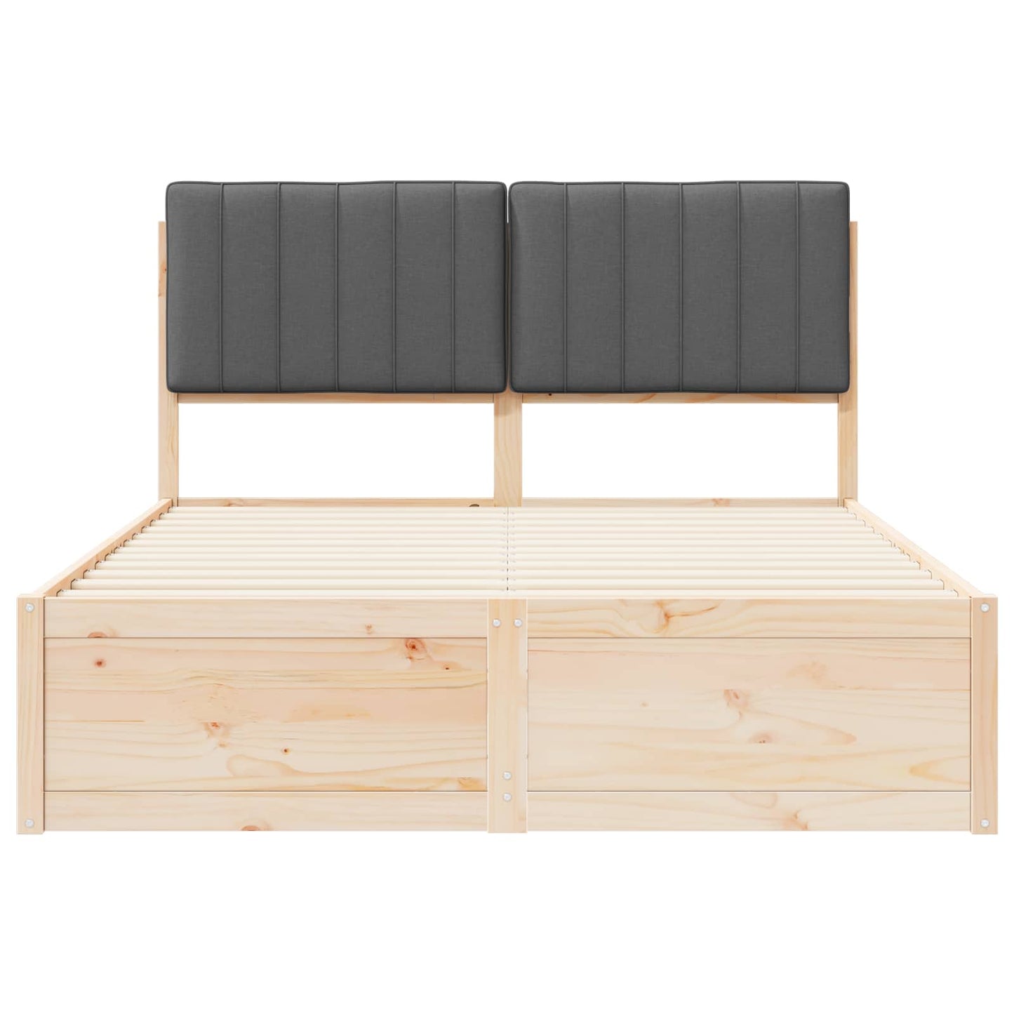 Letto con Testiera Rivestita Grigio scuro 135 x 190 cm