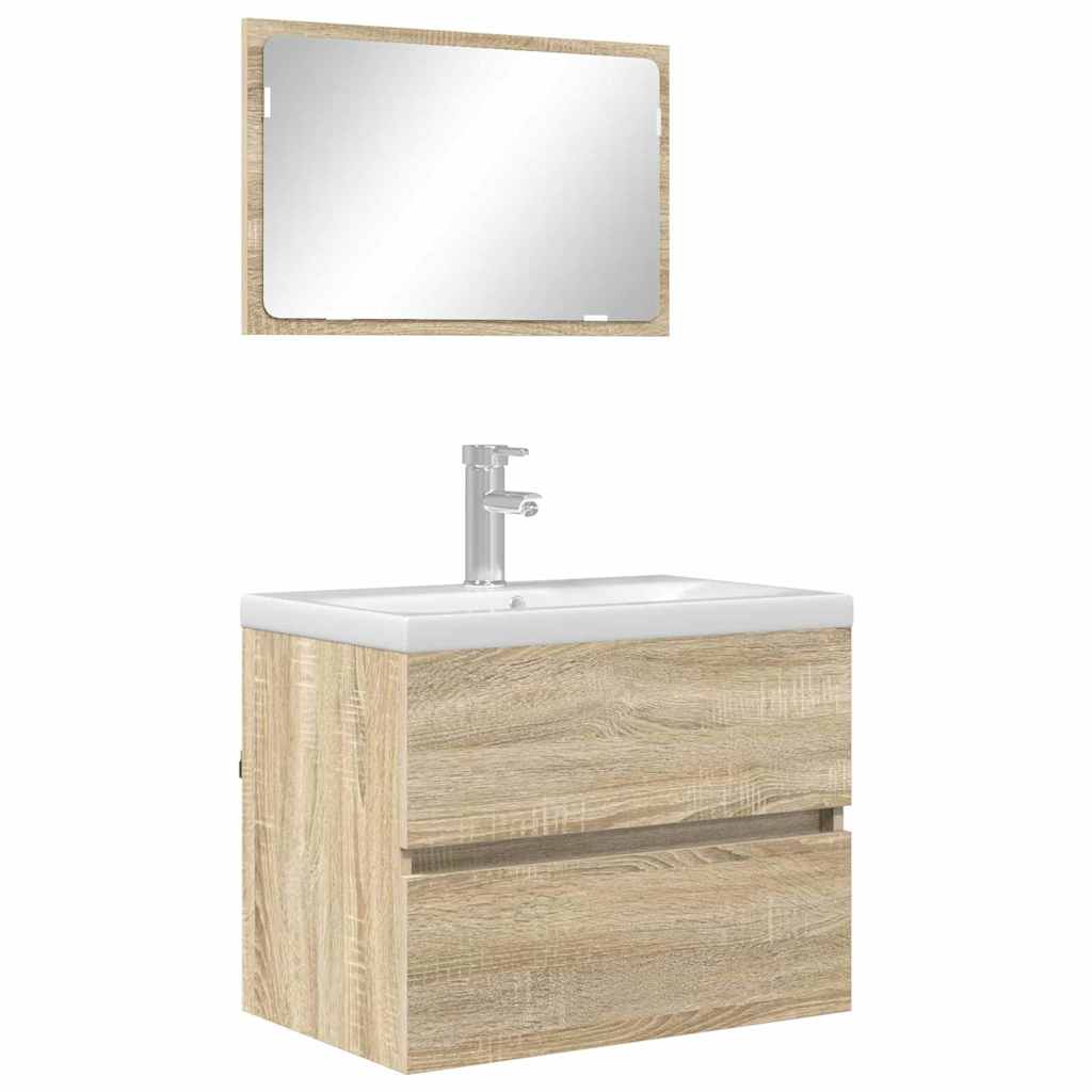 Set di mobili per il bagno Rovere Sonoma Legno ingegnerizzato | homemem39
