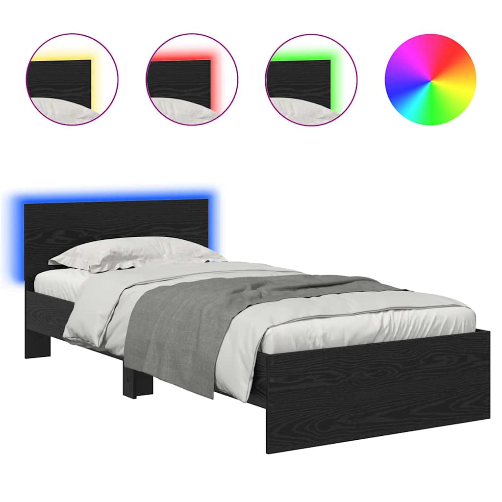 Struttura del letto Rovere Nero 90 x 200 cm Legno multistrato