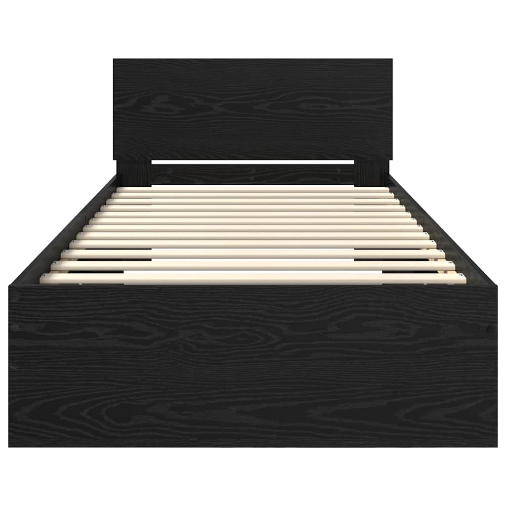 Struttura del letto Rovere Nero 90 x 190 cm Legno multistrato