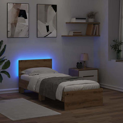 Struttura del letto con testiera Rovere artigianale 75 x 190 cm