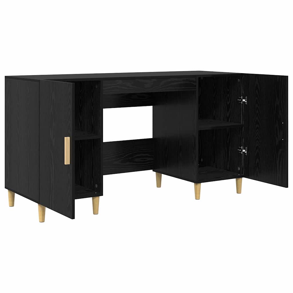 Scrivania Rovere Nero 140 x 50 x 75 cm Legno multistrato | homemem39