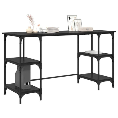 Scrivania Rovere Nero 140 x 50 x 75 cm Legno multistrato | homemem39