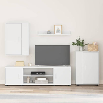 Set di mobile TV da 4 pezzi Bianco Legno multistrato