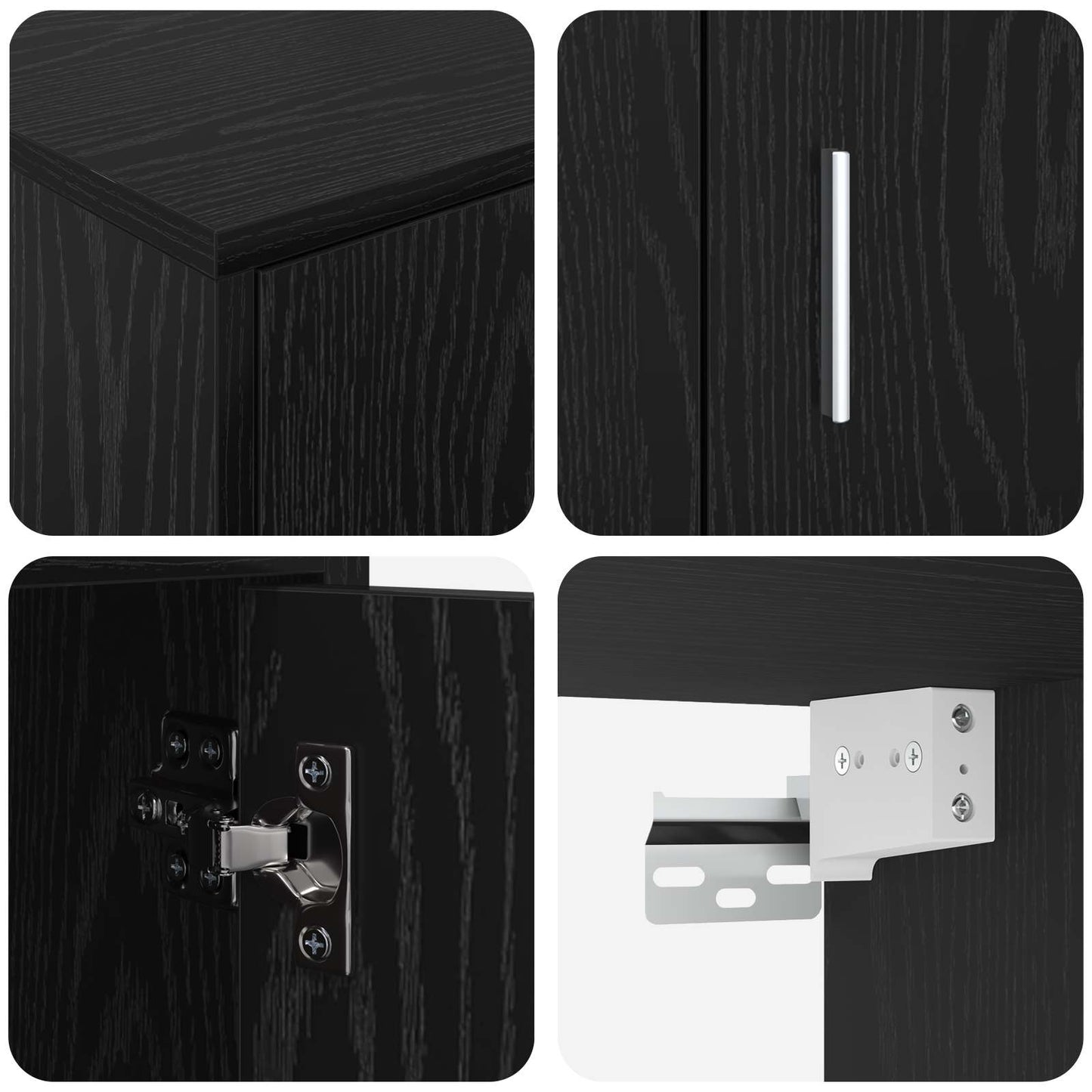 Set mobile TV 4 pcs Rovere Nero Legno multistrato