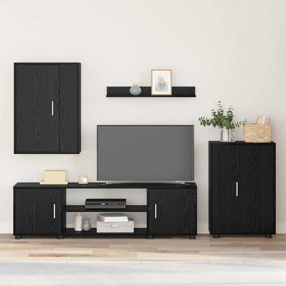 Set di mobile TV da 4 pezzi Rovere nero Legno multistrato