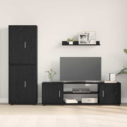 Set di mobile TV da 4 pezzi Rovere nero Legno multistrato