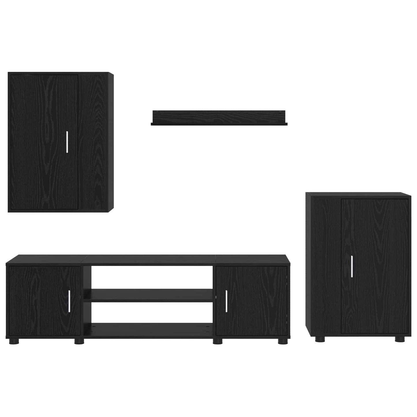 Set mobile TV 4 pcs Rovere Nero Legno multistrato