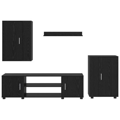 Set mobile TV 4 pcs Rovere Nero Legno multistrato