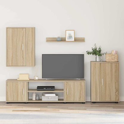 Set di mobile TV da 4 pezzi rovere sonoma Legno multistrato