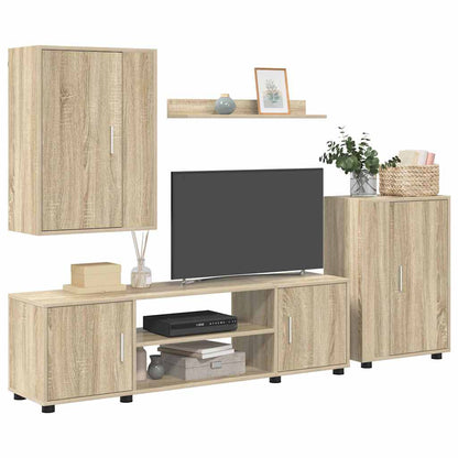 Set di mobile TV da 4 pezzi rovere sonoma Legno multistrato