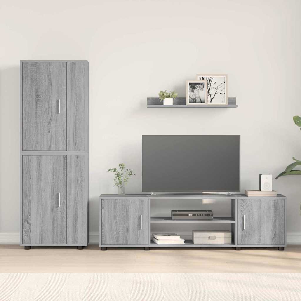 Set di mobile TV da 4 pezzi Grigio sonoma Legno multistrato