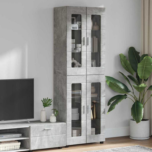 Credenza Grigio cemento 60 x 35 x 182 cm Legno multistrato