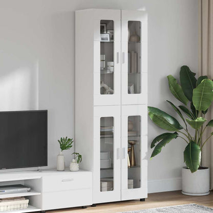 Credenza Bianco Lucido 60 x 35 x 182 cm Legno multistrato