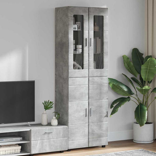 Credenza con lo scaffale FLORIN Grigio cemento 60 x 35 x 182 cm