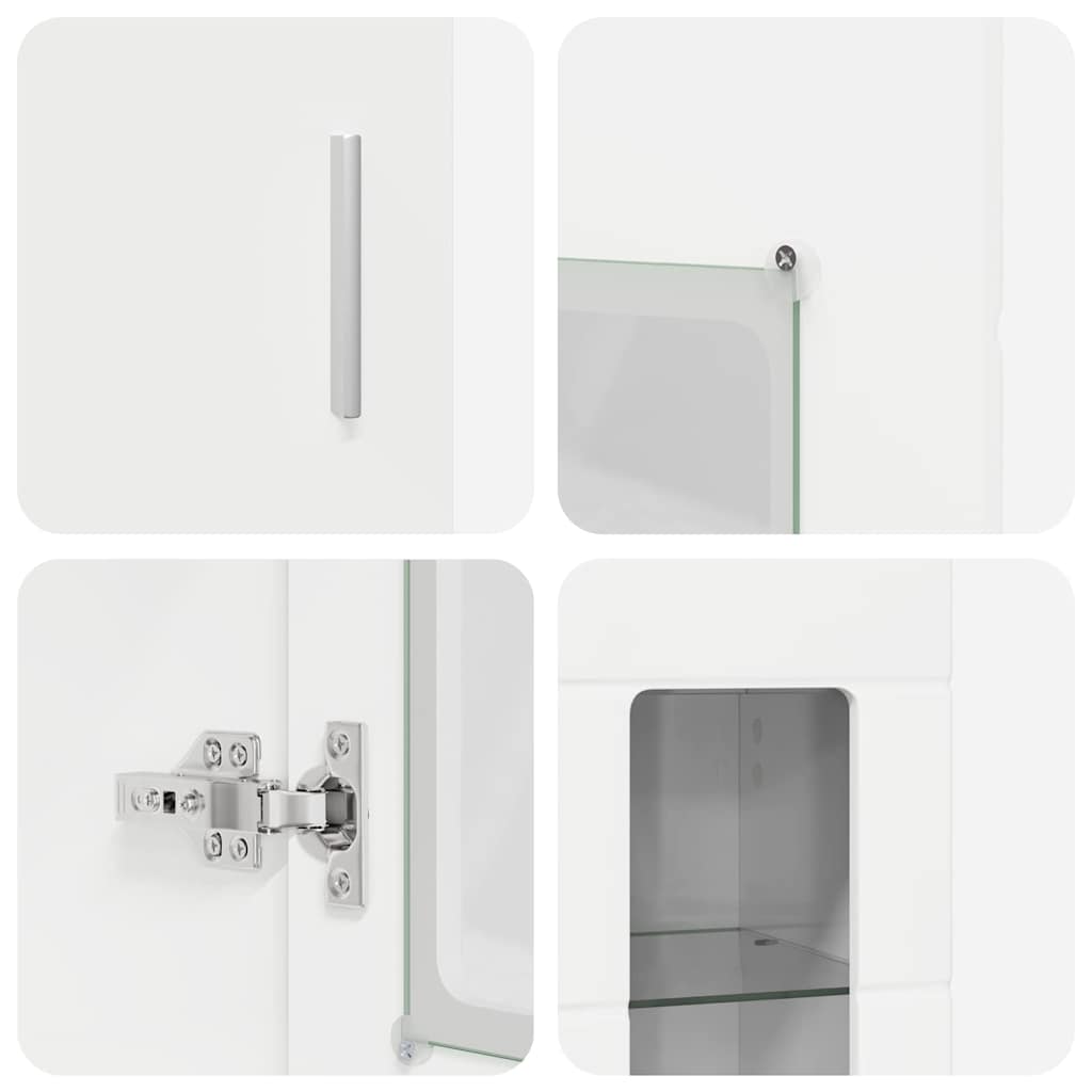 Credenza Bianco Lucido 60 x 35 x 182 cm Legno multistrato