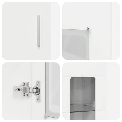 Credenza Bianco Lucido 60 x 35 x 182 cm Legno multistrato