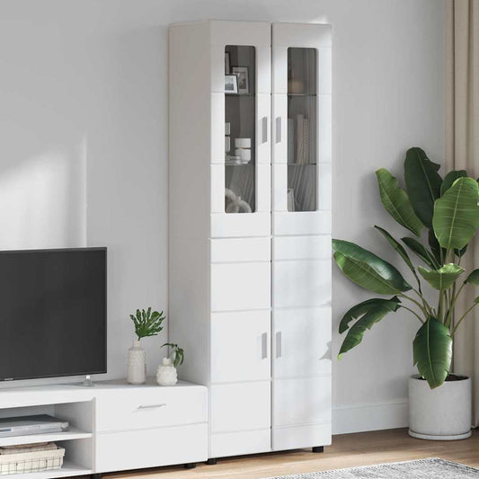 Credenza Bianco Lucido 60 x 35 x 182 cm Legno multistrato