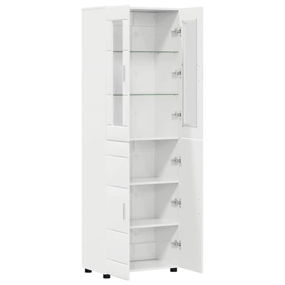 Credenza Bianco Lucido 60 x 35 x 182 cm Legno multistrato