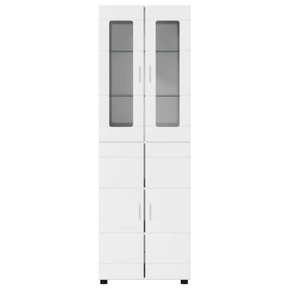 Credenza Bianco Lucido 60 x 35 x 182 cm Legno multistrato