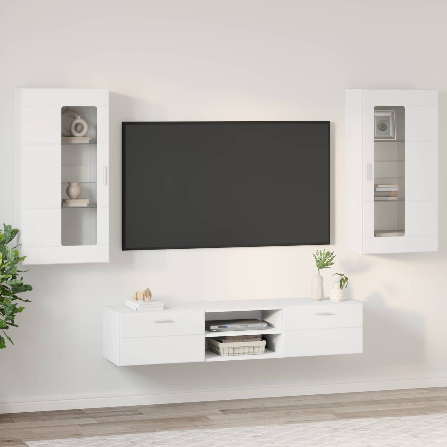 Set mobile TV con porta FLORIN 3 pcs Bianco Legno multistrato | homemem39