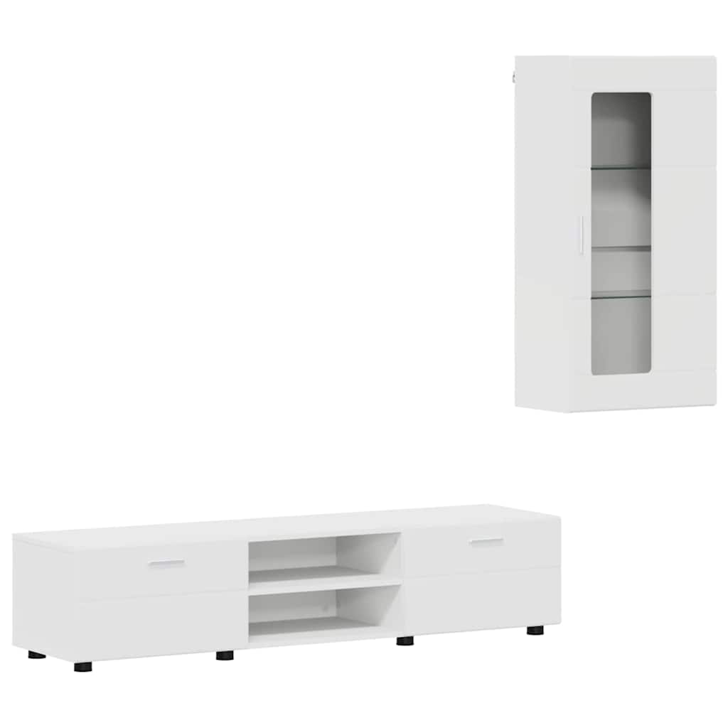 Set mobile TV con cassetto con porta Bianco Legno multistrato