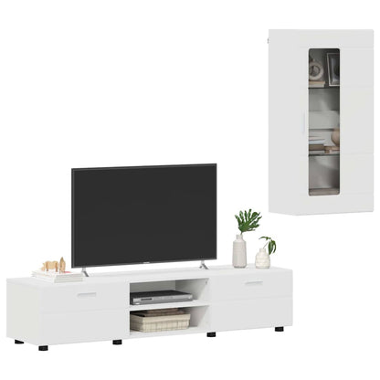 Set mobile TV con cassetto con porta Bianco Legno multistrato