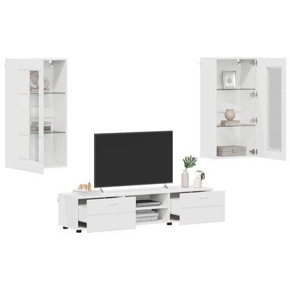 Set mobile TV con porta FLORIN 3 pcs Bianco Legno multistrato | homemem39