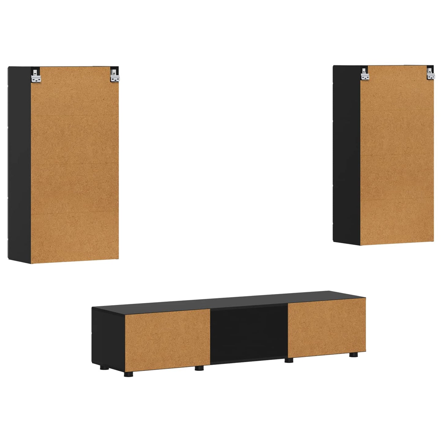 Set mobile TV con cassetto FLORIN 3 pcs Nero Legno multistrato | homemem39