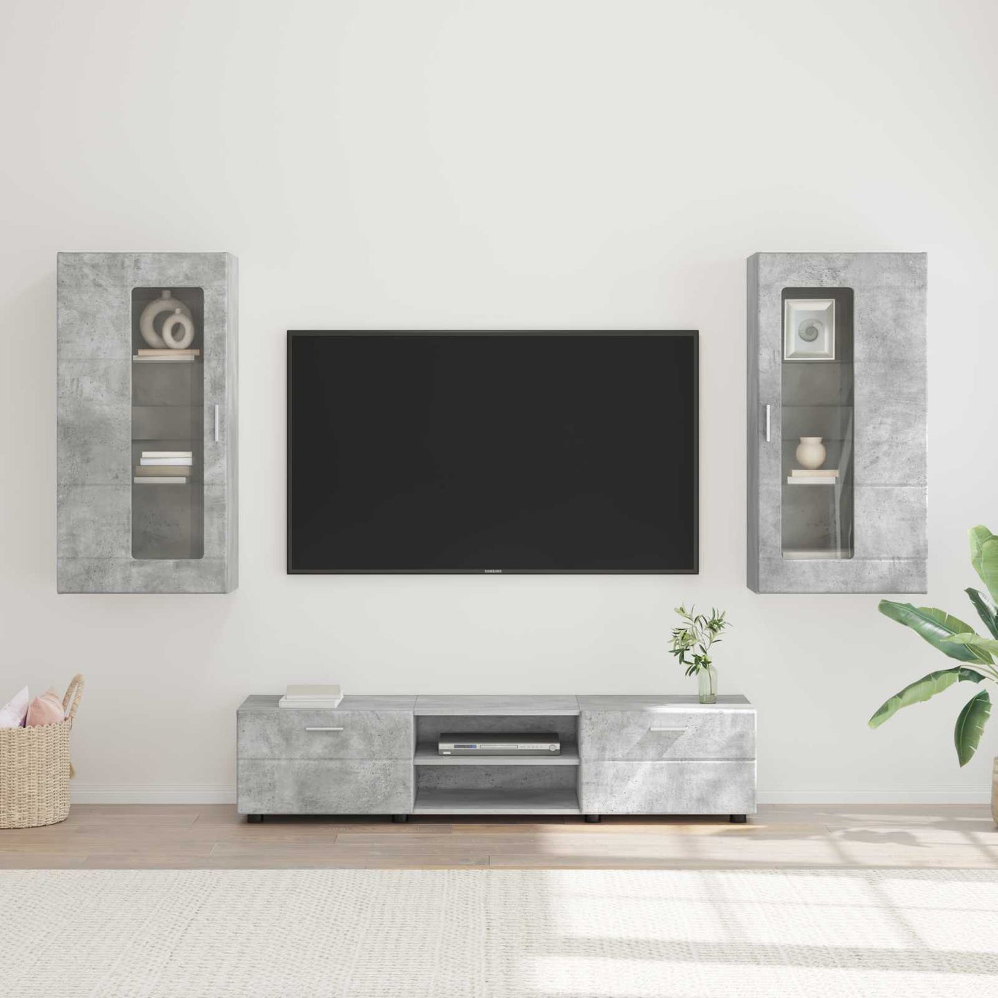 Set mobile TV FLORIN 3 pcs Grigio cemento Legno multistrato