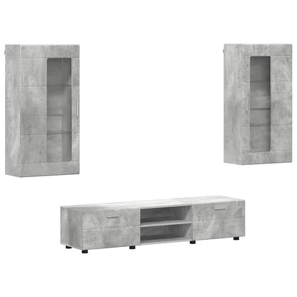 Set mobile TV FLORIN 3 pcs Grigio cemento Legno multistrato