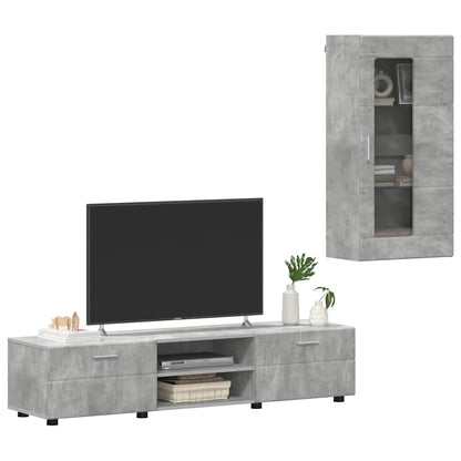 Set mobile TV con cassetto Grigio cemento Legno multistrato