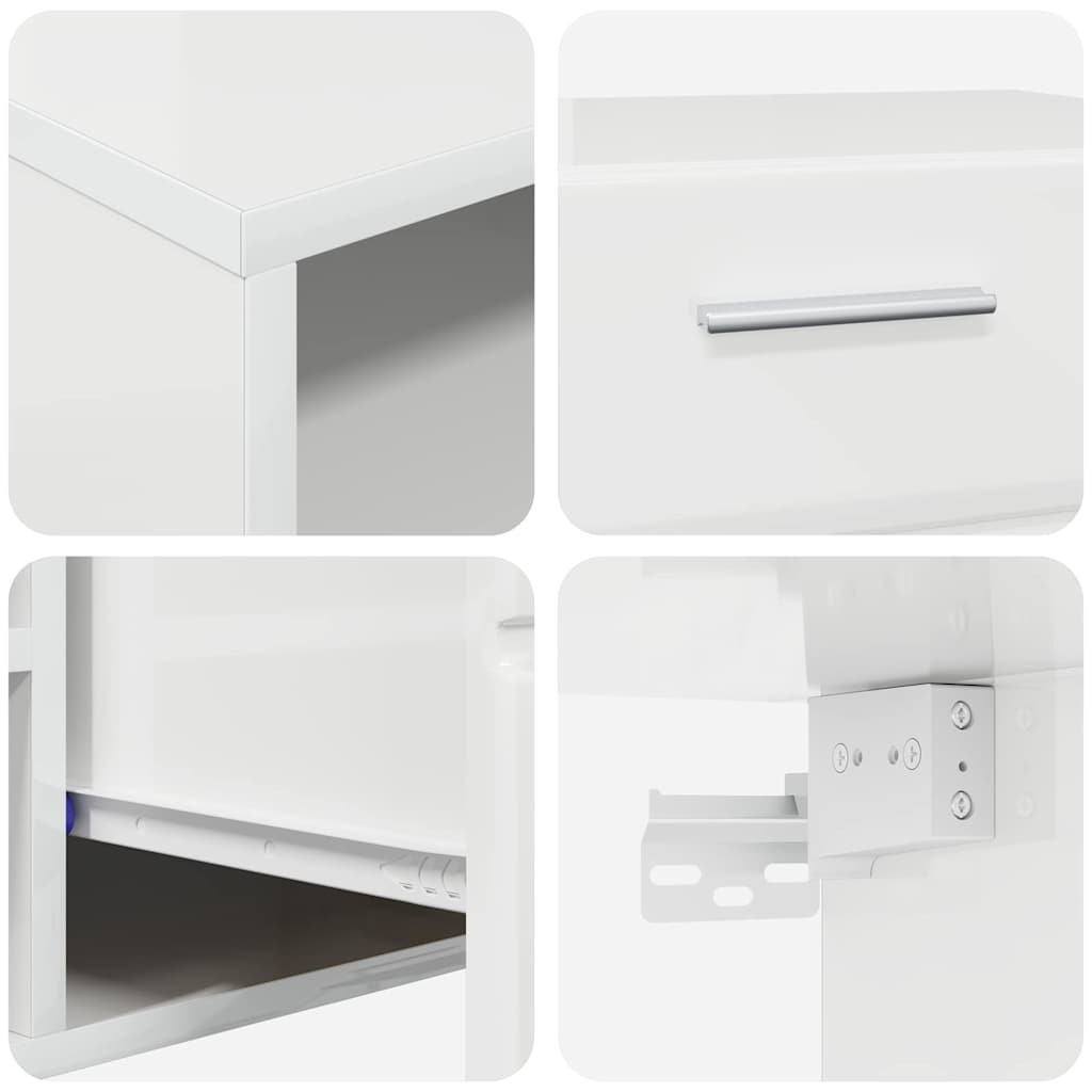 Set mobile TV FLORIN 3 pz Bianco Lucido Legno ingegnerizzato
