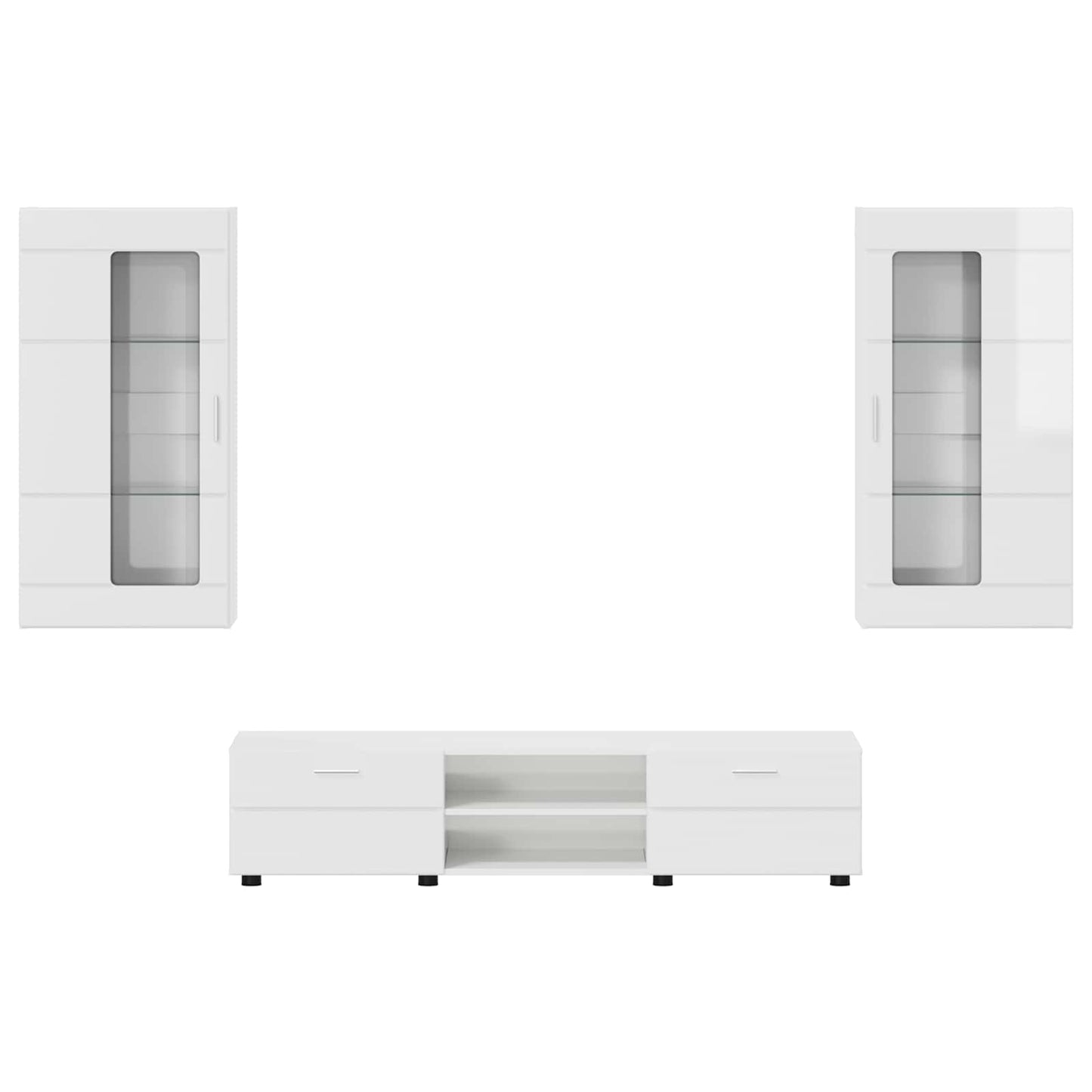 Set mobile TV FLORIN 3 pcs Bianco Lucido Legno multistrato | homemem39