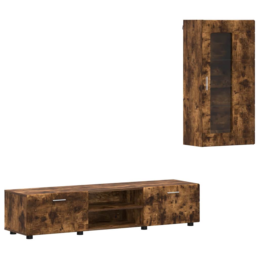 Set mobile TV con cassetto Rovere fumé Legno multistrato