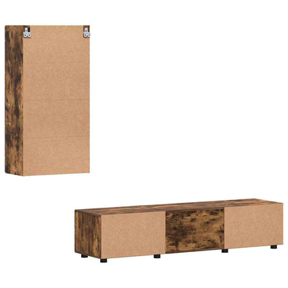 Set mobile TV con cassetto Rovere fumé Legno multistrato