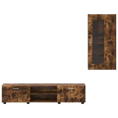 Set mobile TV con cassetto Rovere fumé Legno multistrato