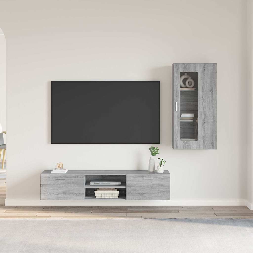 Set mobile TV con cassetto Grigio Sonoma Legno multistrato