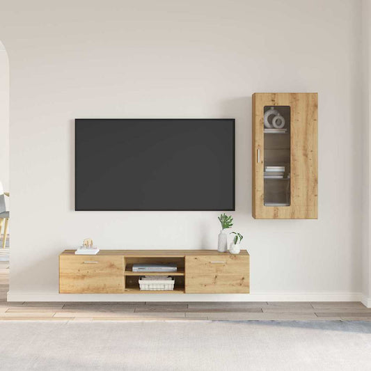 Set mobile TV con cassetto Rovere artigianale Legno multistrato